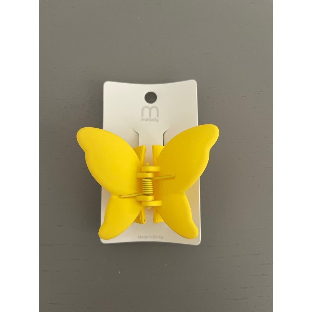 NEW YELLOW BUTTERFLY HAIR CLIP SOFT MATTE COLOR HAIR ACCESSORIES